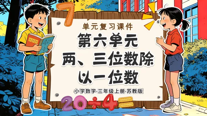 第六单元 两、三位数除以一位数（复习课件）三年级数学上册苏教ppt课件（知识清单+单元测试）-55页-大小23M