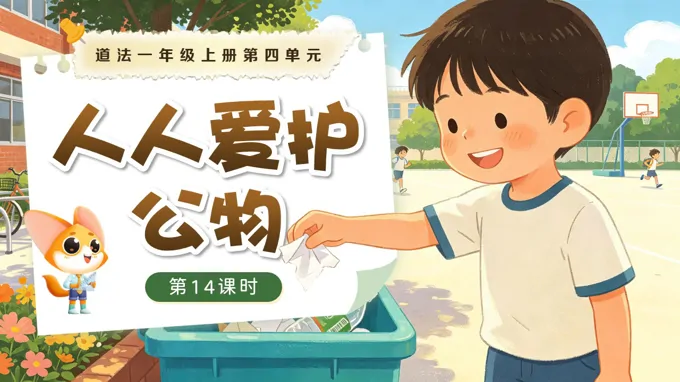 一年级上册道德与法治人教 第四单元 第14课时《人人爱护公物》ppt课件（教案）