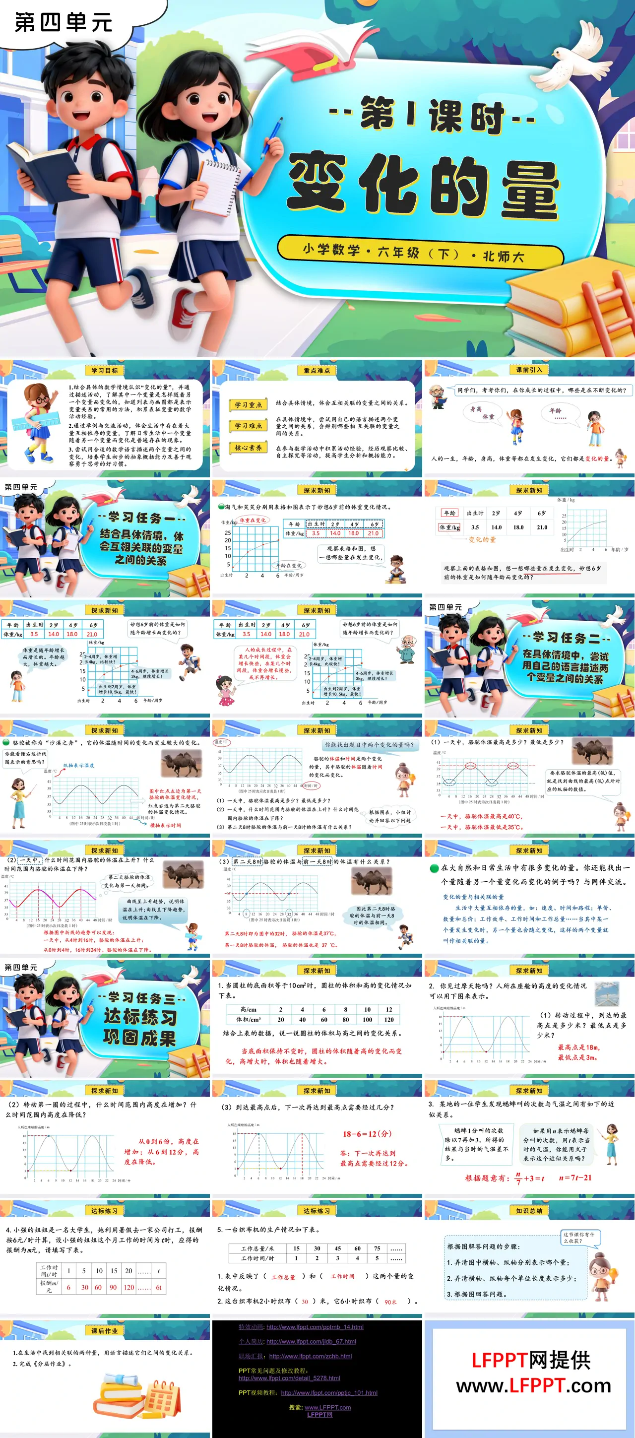 第四单元 第1课时变化的量北师大小学数学六年级下册PPT课件（含教案+分层作业+学习任务单）