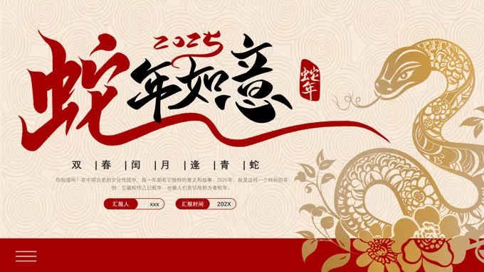 2025年蛇年介绍PPT动态模板含讲稿-15页-大小20M