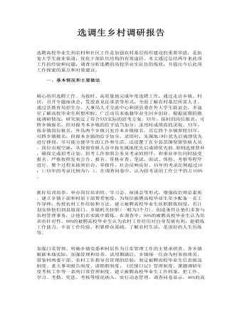 选调生乡村调研报告