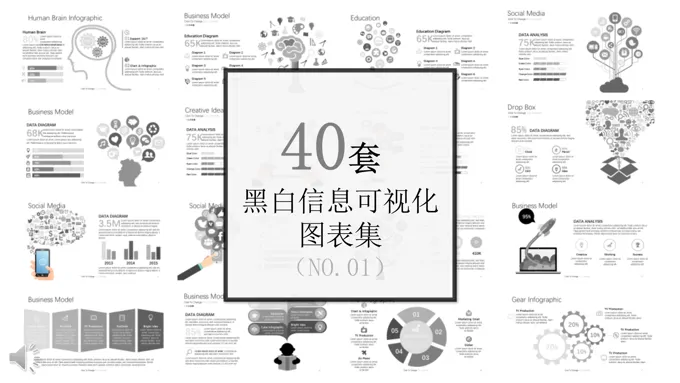 40套黑白信息可视化图表集01