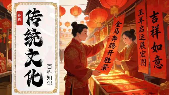 春节对联习俗文化传统文化PPT课件含讲稿