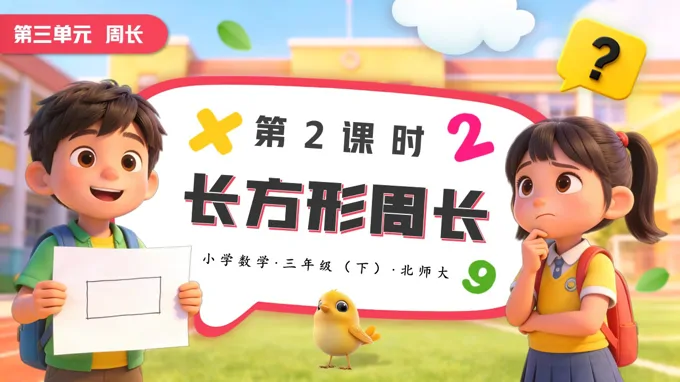 第三单元第2课时 长方形周长小学数学三年级下册北师大PPT课件（含教案+学习任务单+分层作业）