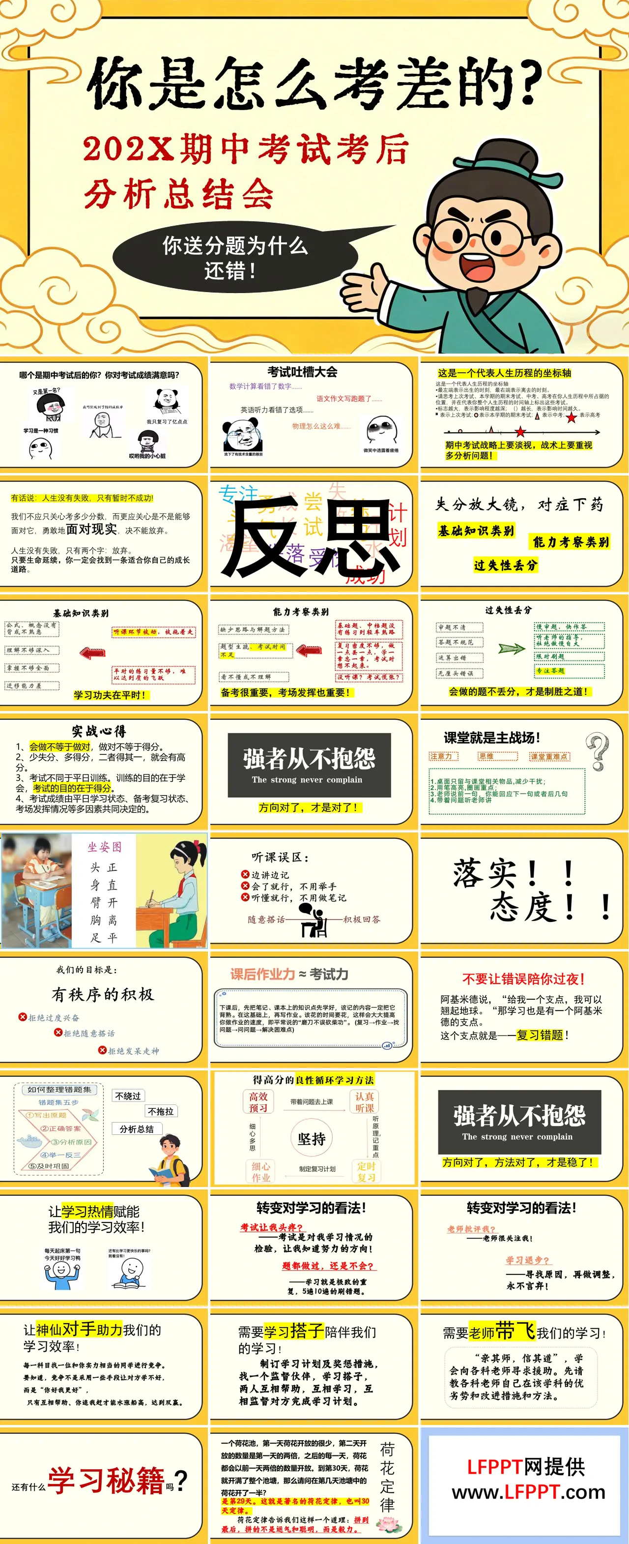 你是怎么考差的期中考试考后分析总结主题班会PPT含讲稿