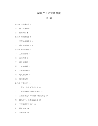 公司管理制度（适用于房地产公司）