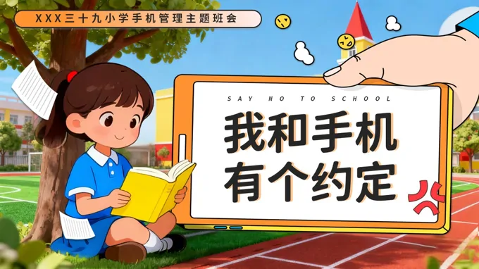 我和手机有个约定主题班会ppt模板含讲稿