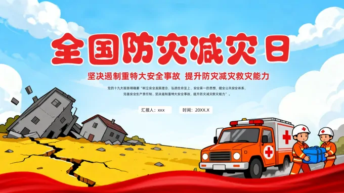 防灾减灾主题班会PPT全国减灾日含讲稿之防灾减灾日ppt模板