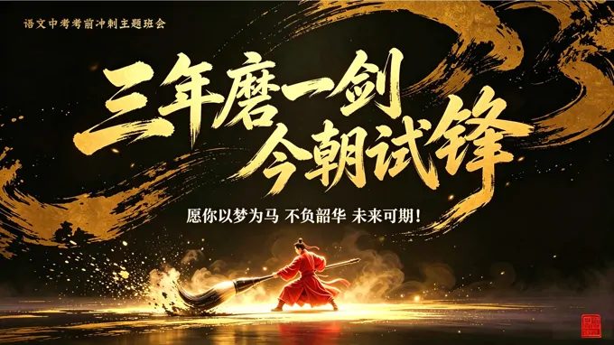 语文中考考前冲刺主题班会：三年磨一剑，今朝试锋芒PPT含讲稿