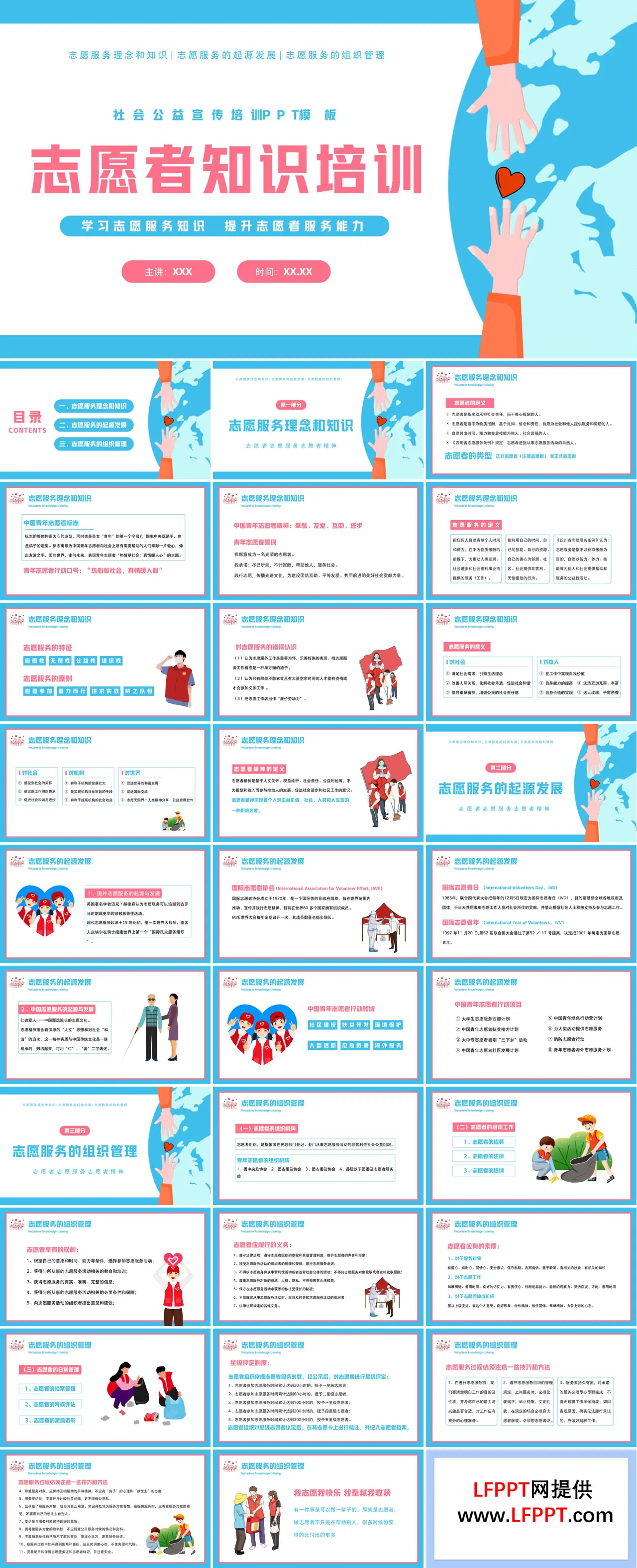 志愿者知识培训讲座PPT模板