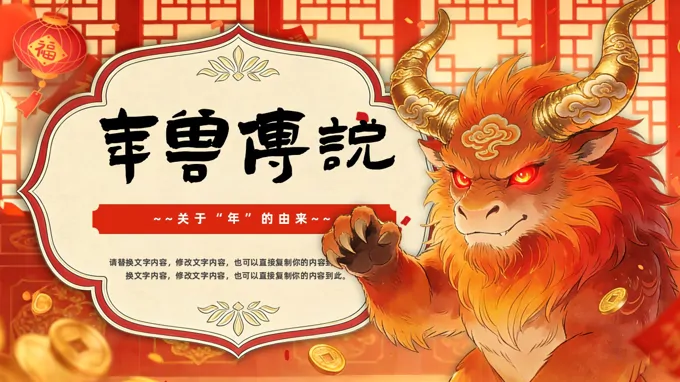 年兽传说年的传说动态PPT含讲稿