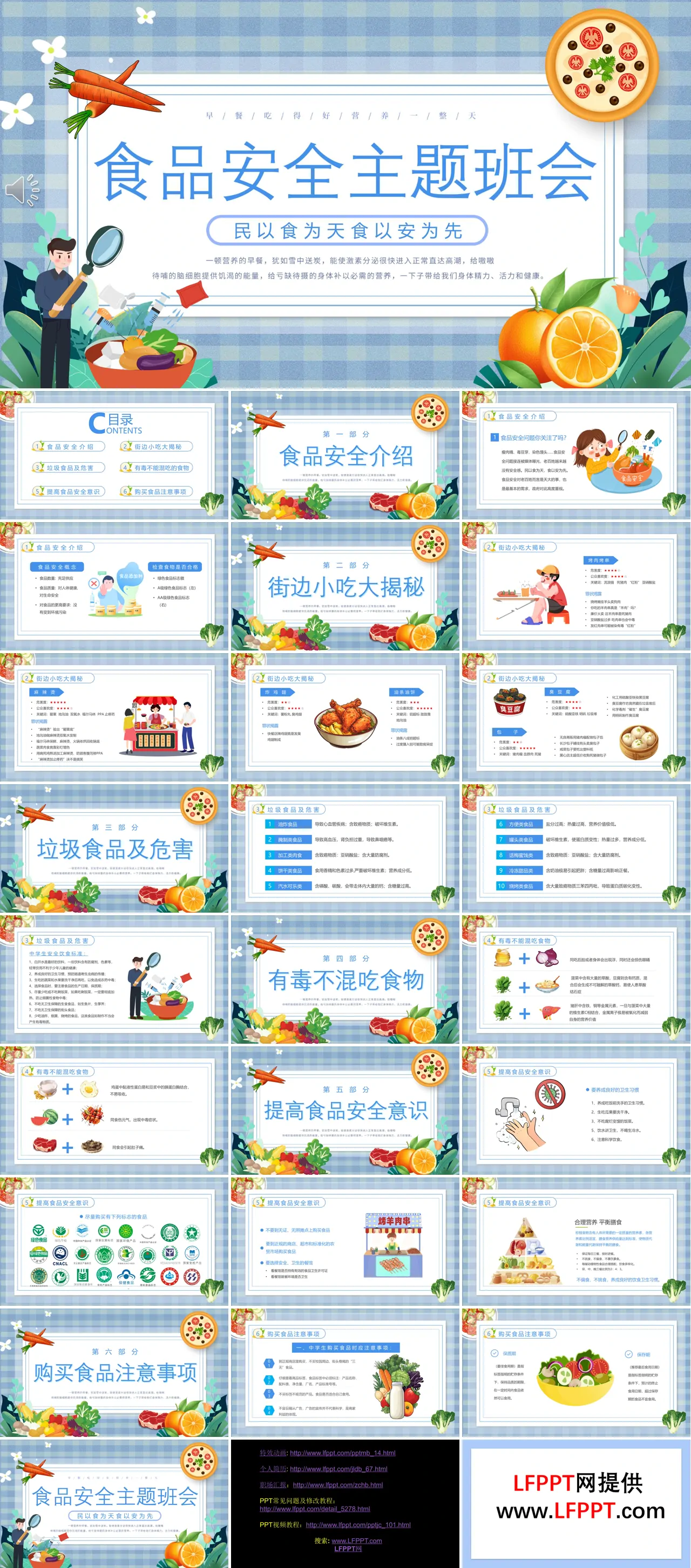 中小学食品安全主题班会PPT模板