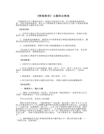《禁毒教育》主题班会教案