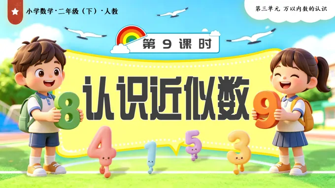 第三单元第9课时 认识近似数二年级数学下册人教PPT课件（教案+学习任务单+分层作业）