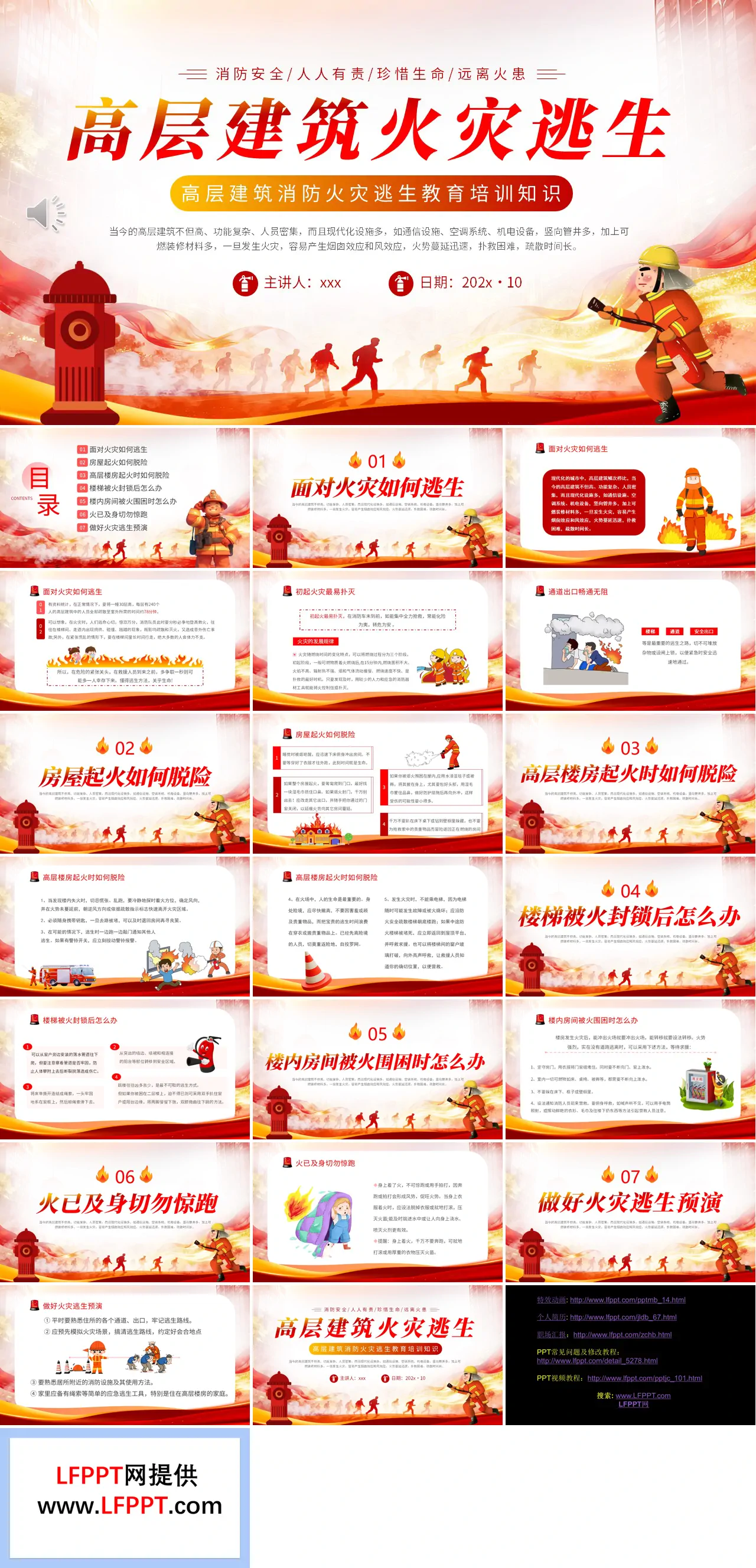 高层建筑火灾逃生知识培训教育课件PPT含讲稿