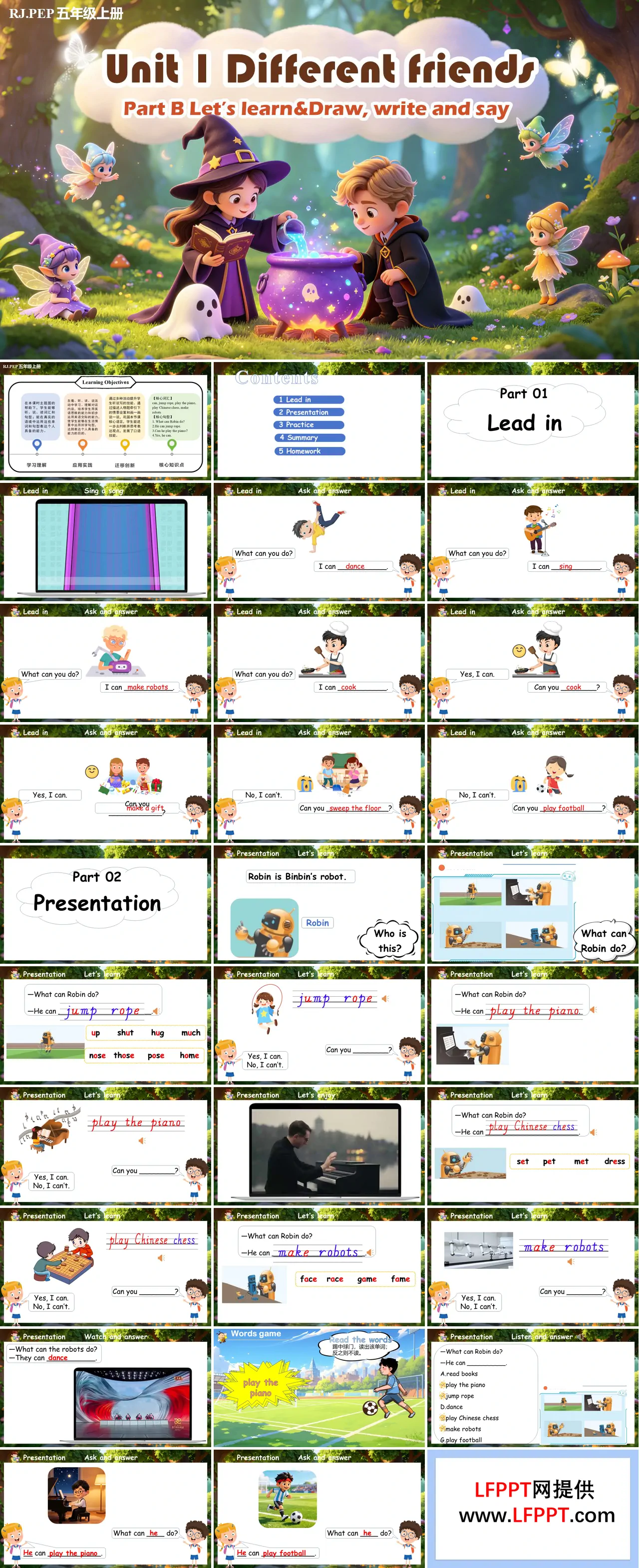 五年级英语上册人教PEP Unit 1 第5课时《Part B Let’s learn&Draw, write and say》ppt课件（教案）