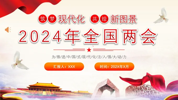 2024年工作报告全国两会总结PPT