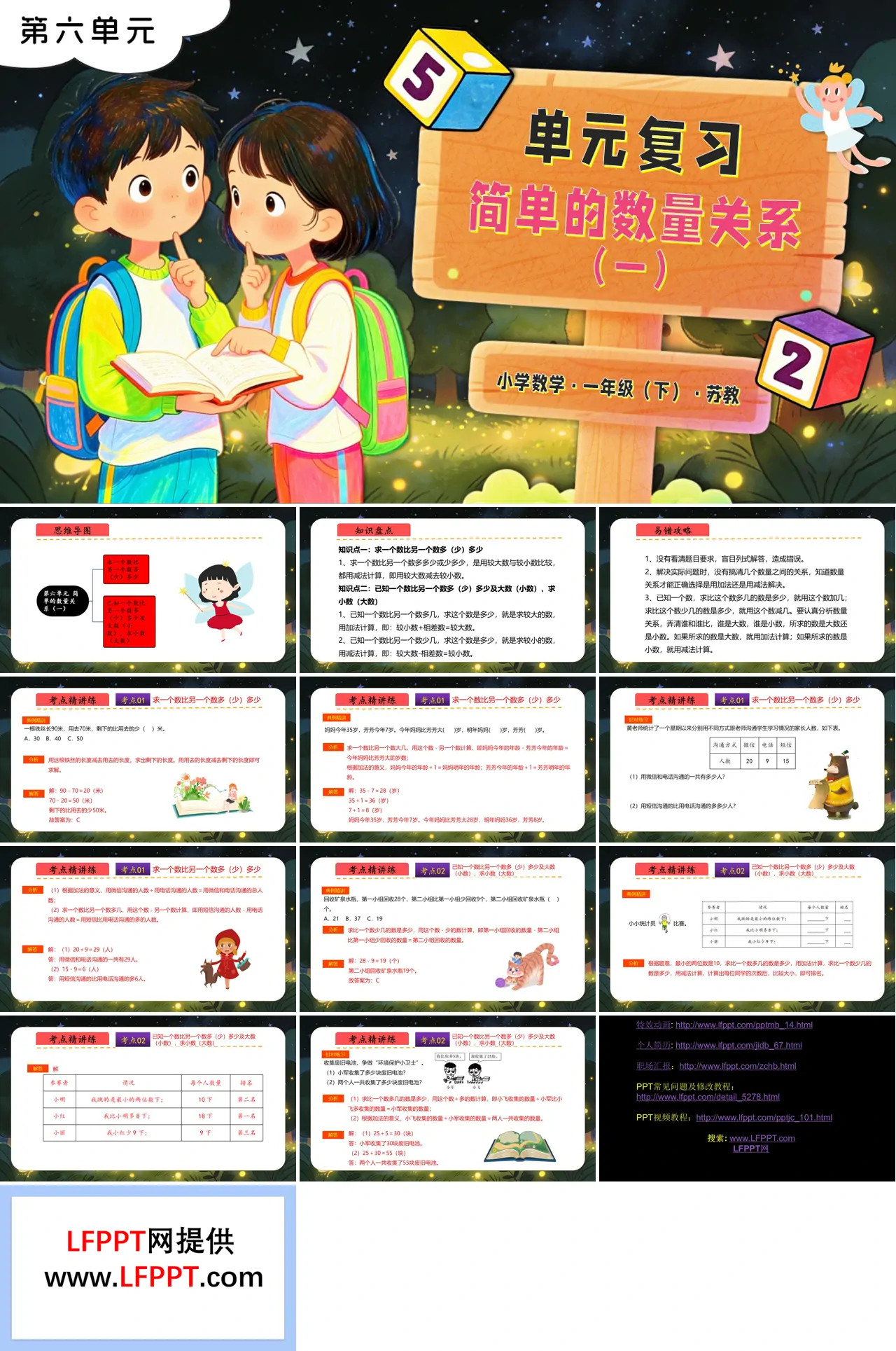 第六单元 简单的数量关系（一）单元复习苏教小学数学一年级下册PPT课件（含知识清单+单元测试卷）