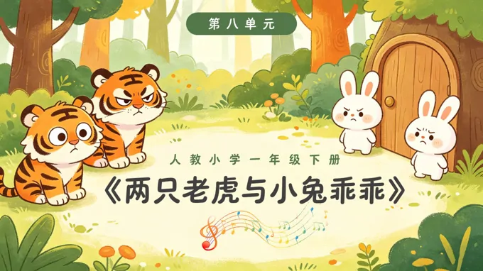 一年级音乐下册人教 第八单元《两只老虎与小兔乖乖》ppt课件（教案）