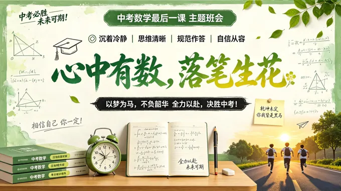 数学中考考前冲刺主题班会：心中有数，落笔生花PPT含讲稿