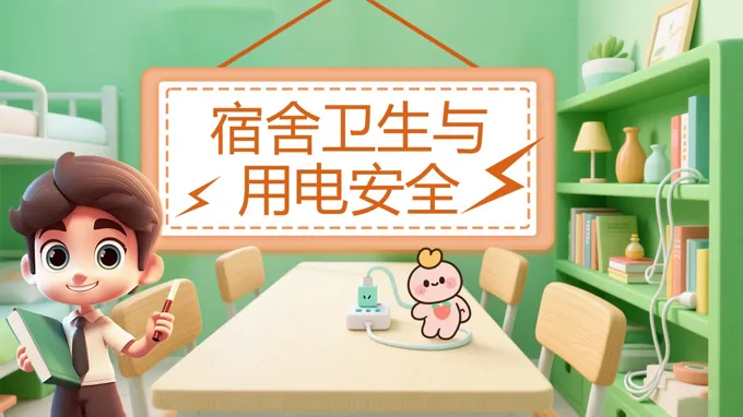 宿舍卫生与用电安全教育主题班会PPT含讲稿之教育PPT模板