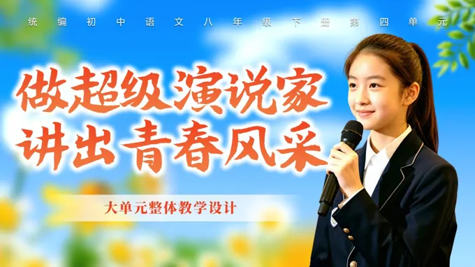 语文八年级下册四单元《大单元教学：做超级演说家，讲出青春风采》ppt课件（教案+逐字稿+教学反思）
