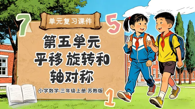 第五单元 平移、旋转和轴对称（复习课件）三年级数学上册苏教ppt课件（知识清单+单元测试）