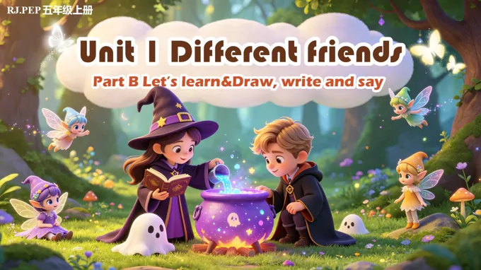 五年级英语上册人教PEP Unit 1 第5课时《Part B Let’s learn&Draw, write and say》ppt课件（教案）