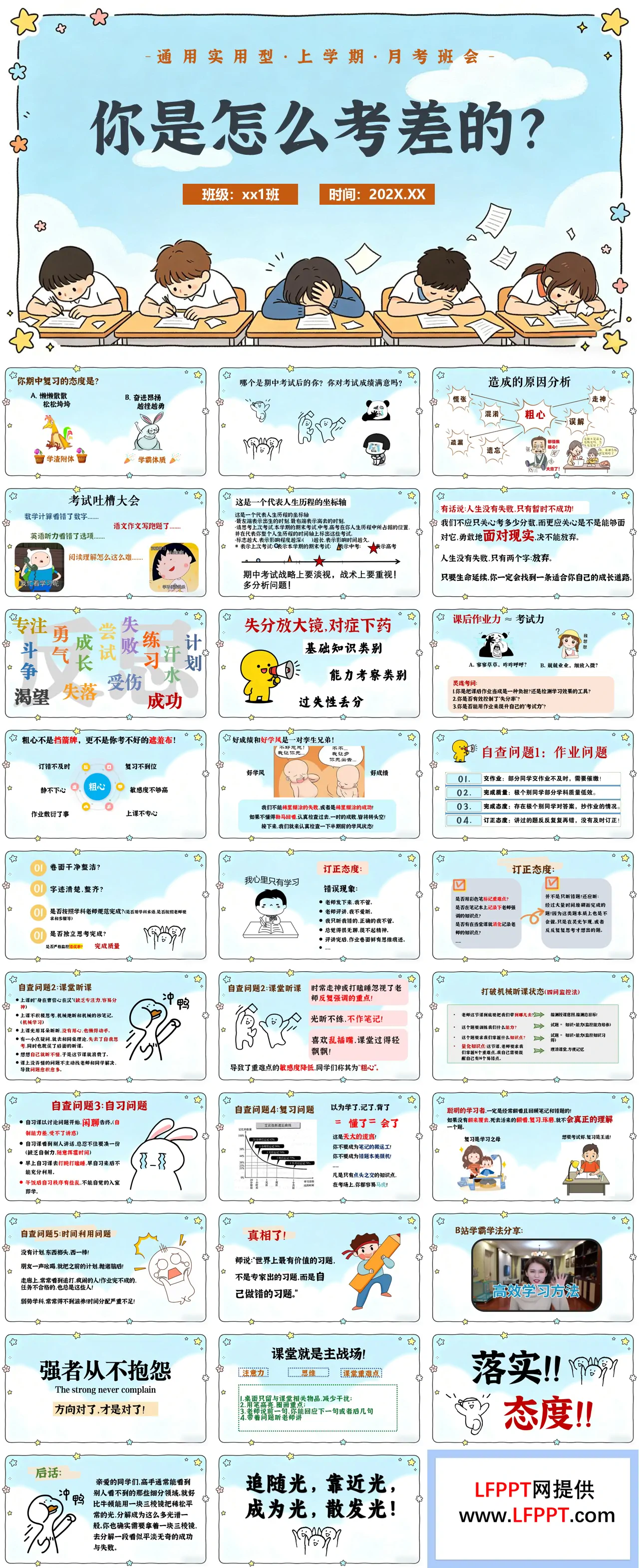你是怎么考差的？高中期中考试主题班会PPT含讲稿