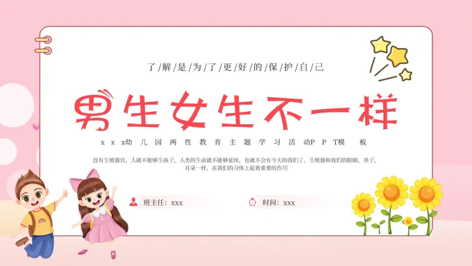 男生女生不一样两性教育PPT课件