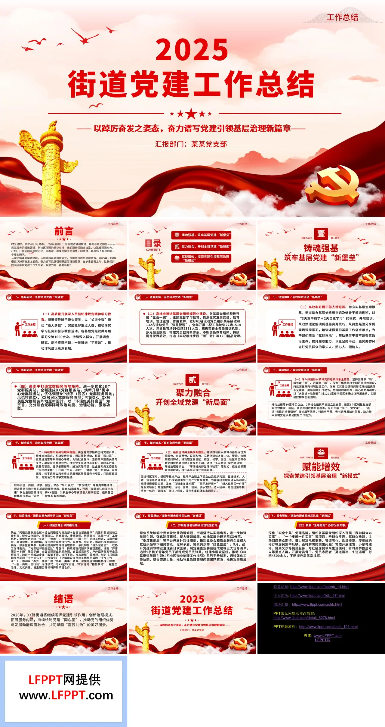 街道2025年党建工作总结PPT含讲稿