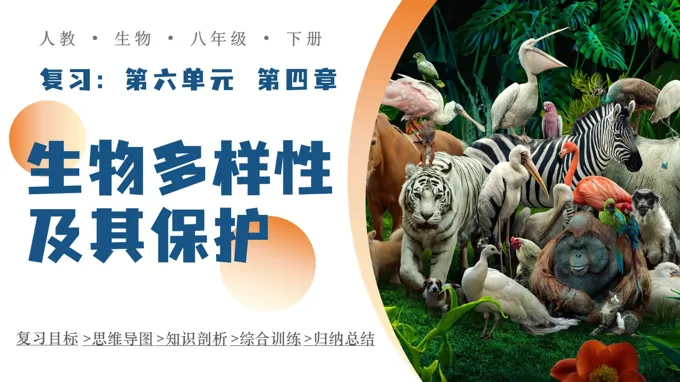 八年级下册人教 生物六单元第四章《生物多样性及其保护》ppt复习课件（知识清单）