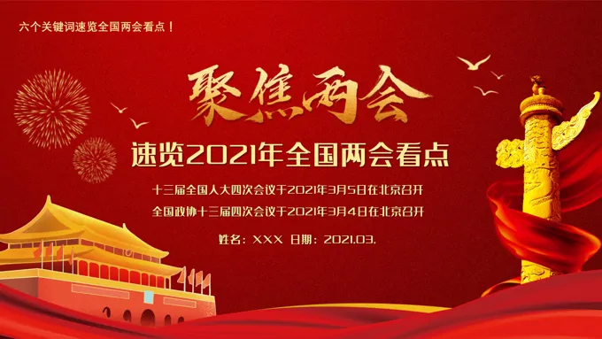 解读2021年全国两会PPT-23页-大小13M