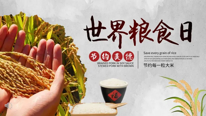 世界粮食日节约粮食宣传推广PPT模板