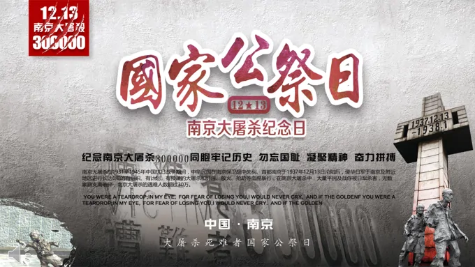 国家公祭日南京大屠杀之殇永世不忘PPT模板