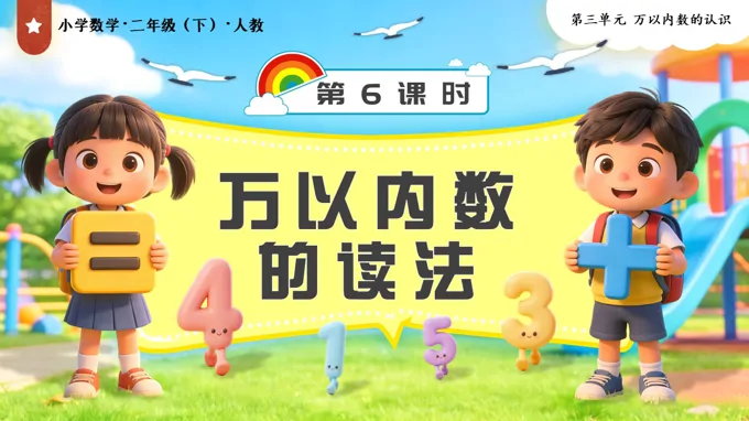 第三单元第6课时  万以内数的读法二年级数学下册人教PPT课件（教案+学习任务单+分层作业）