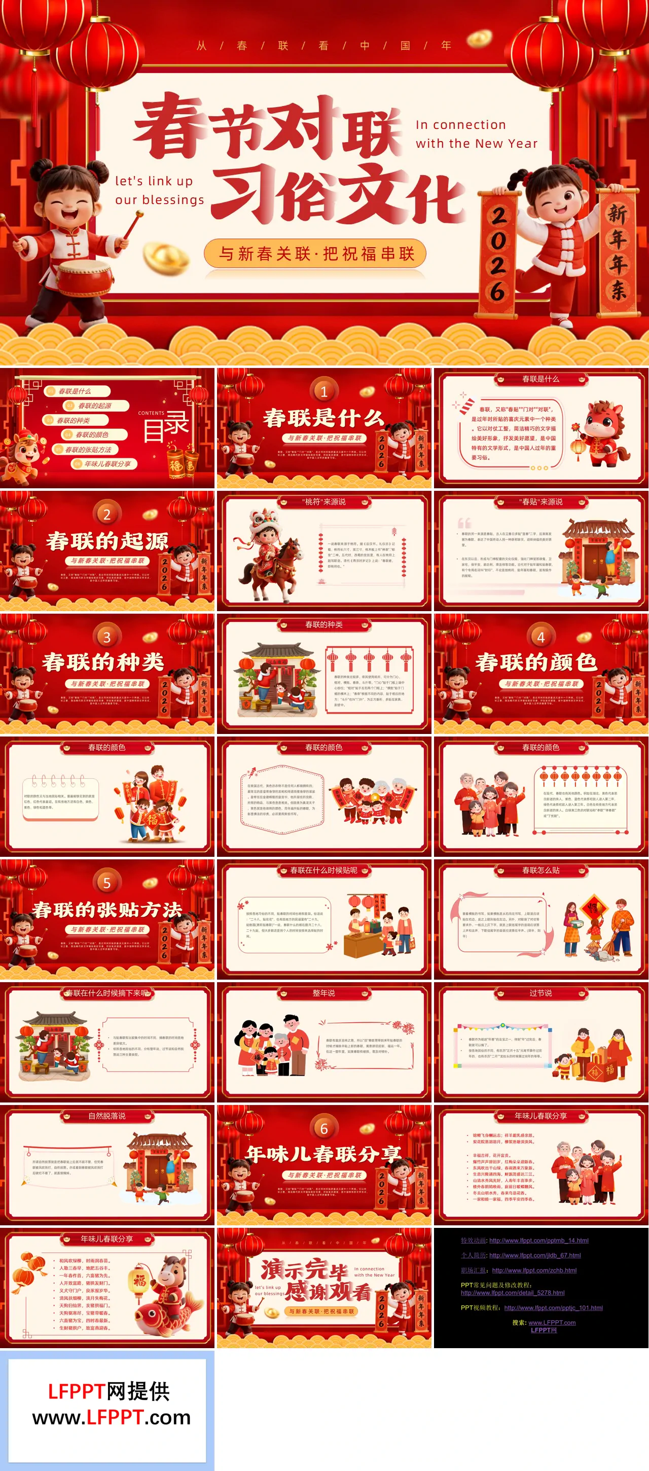 春节对联习俗文化动态PPT含讲稿