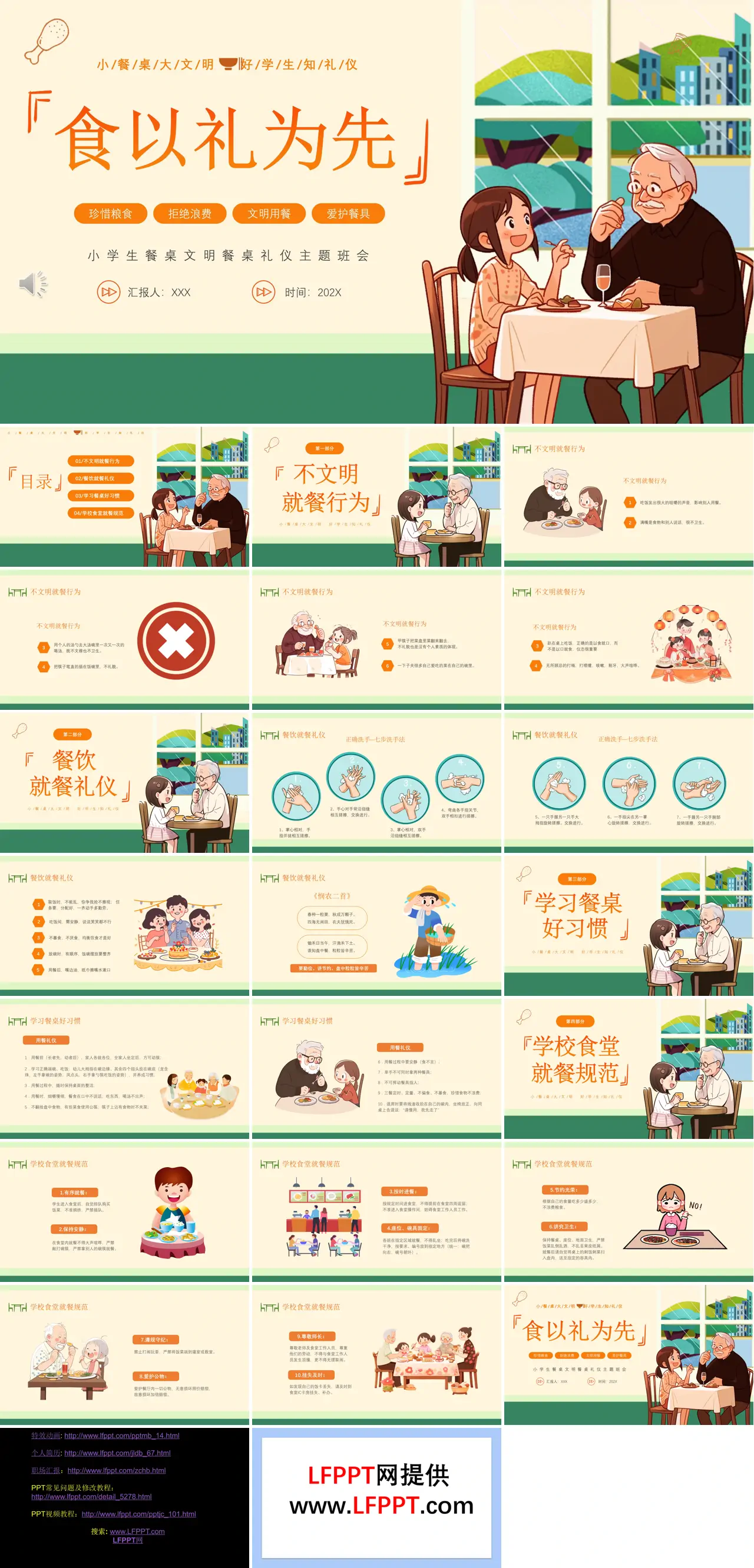 食以礼为先小学生餐桌礼仪主题班会PPT