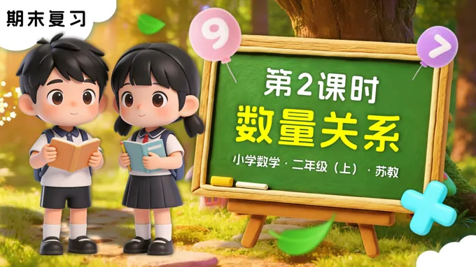 期末复习 第2课时 数量关系苏教小学数学二年级上PPT课件（含教案+分层作业+学习任务单）