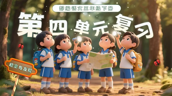 部编语文三年级下册第四单元复习课件PPT模板含教案
