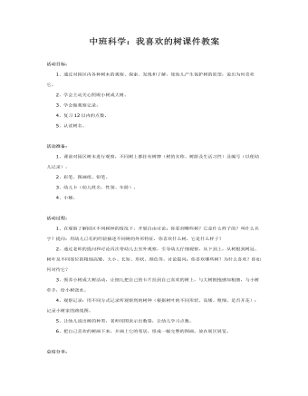 中班科学：我喜欢的树课件教案