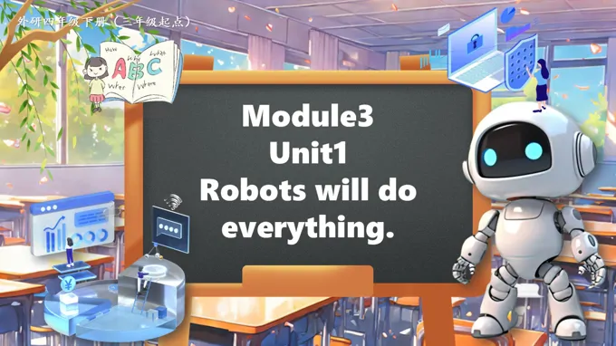 Module3Unit1Robots will do everything.外研四年级英语下册PPT课件含教案