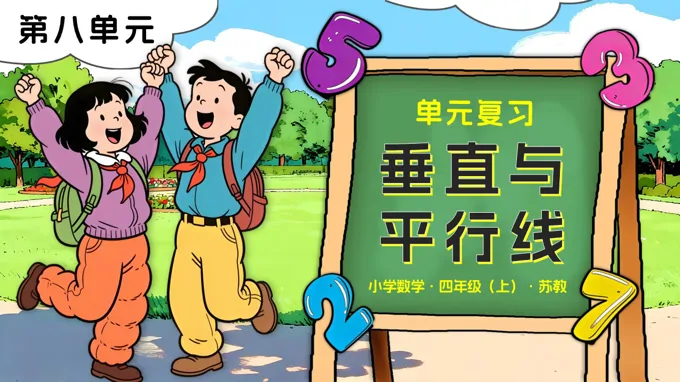 第八单元  垂直与平行线单元复习苏教小学数学四年级上PPT课件（含知识清单+单元测试卷）