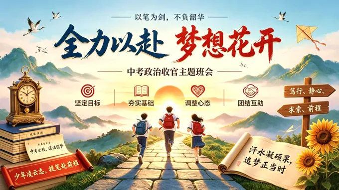 全力以赴梦想花开中考道德与法治最后一课PPT含讲稿