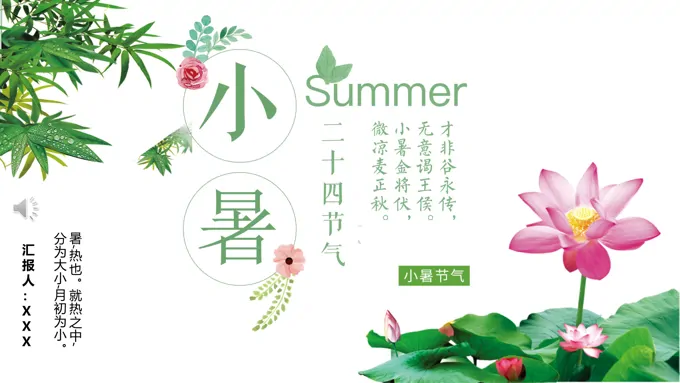 二十四节气小暑小暑ppt模板