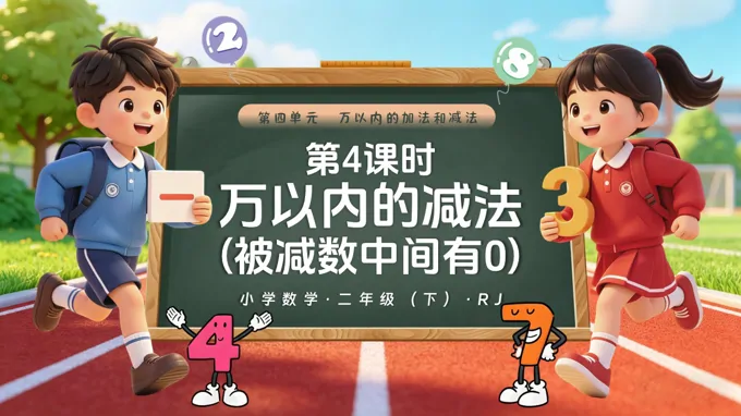 二年级数学下册人教 第四单元第4课时 《万以内的减法（被减数中间有0）》ppt课件（教案）