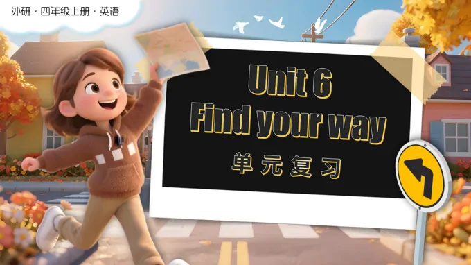 Unit 6 Find your way. (复习课件)四年级英语上册外研（新教材）PPT课件含知识清单