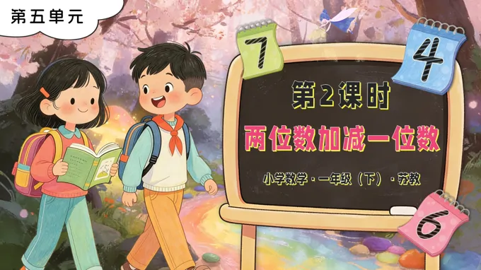 第五单元 第2课时 两位数加减一位数苏教小学数学一年级下册PPT课件（含教案+分层作业+学习任务单）