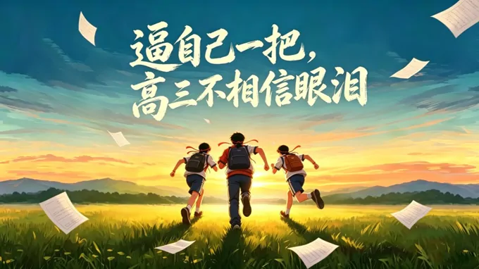 逼自己一把，高三不相信眼泪高考倒计时主题班会PPT含讲稿