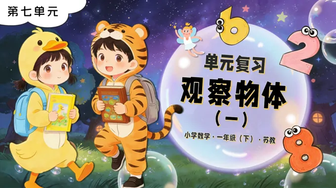 第七单元 观察物体（一）单元复习苏教小学数学一年级下册PPT课件（含知识清单+单元测试卷）